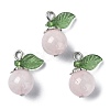Natural Rose Quartz Fruit Pendants PALLOY-TA00077-01-1
