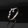 Constellations Rhodium Plated 925 Sterling Silver Micro Pave Clear Cubic Zirconia Adjustable Rings for Women RJEW-P130-01P-B-1