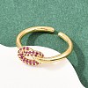 Brass Micro Pave Cubic Zirconia Finger Rings RJEW-C153-01G-03-2