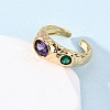 Brass Micro Pave Cubic Zirconia Cuff Rings for Women RJEW-F191-01G-03-3