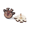 Christmas Printed Wooden Stud Earrings EJEW-D046-06-1