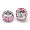 Rondelle 304 Stainless Steel Polymer Clay Rhinestone European Beads GPDL-P003-12-1