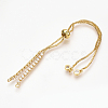 Adjustable Brass Micro Pave Cubic Zirconia Chain Bracelet Making X-ZIRC-T004-39G-3