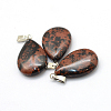 Teardrop Natural Mahogany Obsidian Pendants G-Q368-11-2