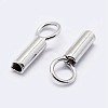 Anti-Tarnish Rhodium Plated 925 Sterling Silver Cord Ends STER-F036-21P-1mm-2