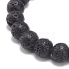 Natural Lava Rock & Rhinestone Stretch Bracelet BJEW-JB08574-5