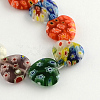 Heart Handmade Millefiori Glass Beads Strands X-LK-R004-67-1