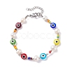 Natural Pearl and Evil Eye Jewelry Set with Bear Pendant SJEW-TA00004-8