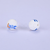 Printed Round with Rabbit Pattern Silicone Focal Beads SI-JX0056A-151-1