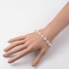 Heart Rose Quartz Stretch Bracelets X-BJEW-JB02066-03-3