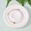 Brass Micro Pave Cubic Zirconia Birthday Flower Link Bracelets BJEW-U031-01G-07-1