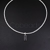 Rectangle 304 Stainless Steel Cubic Zirconia Snake Chain Pendant Necklaces FS-WGB1AC9-01-4