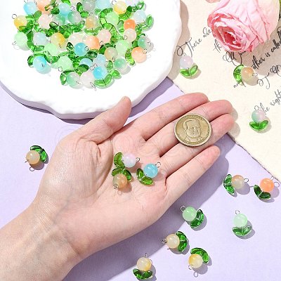 80Pcs 8 Colors Imitation Jelly Glass Beads Pendants PALLOY-CJ00082-1