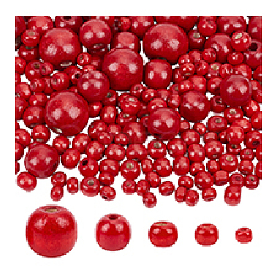 1005Pcs 5 Styles Dyed Natural Wood Beads WOOD-PH0003-42A-1