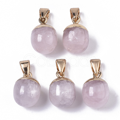 Top Golden Plated Natural Rose Quartz Pendants G-T131-03N-1