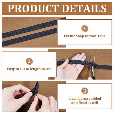 10 Yards Plastic Snap Button Tape FIND-HY0004-79B-1