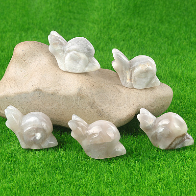 Natural White Crazy Agate Carved Healing Snail Figurines PW-WG23180-04-1