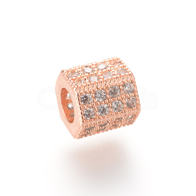 Brass Micro Pave Cubic Zirconia European Beads X-ZIRC-S053-YS012-1-1