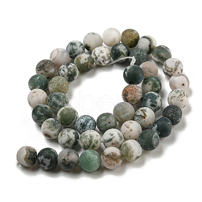 Natural Tree Agate Frosted Agate Round Gemstone Beads Strands X-G-O151-01-8mm-1