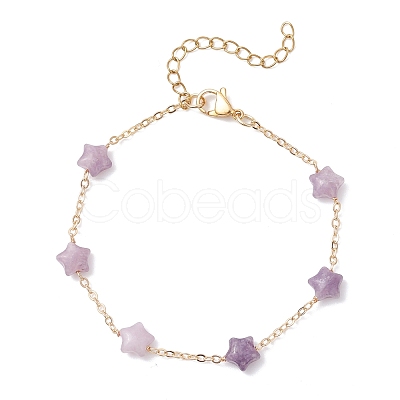 Natural Amethyst Beaded Link Bracelets BJEW-JB12851-02-1