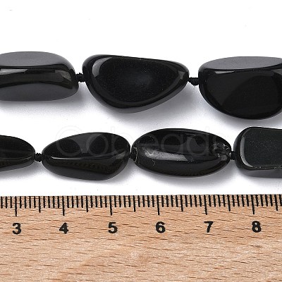 Natural Black Stone Beads Strands G-L650-D01-01-1