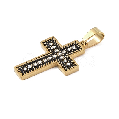 Ion Plating(IP) 304 Stainless Steel Enamel Rhinestone Pendants STAS-Q325-05K-G-1