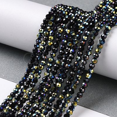 Electroplate Glass Beads Strands GLAA-H021-01B-HP03-1