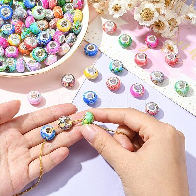 100Pcs 10 Colors Opaque Resin European Beads RPDL-CJ0001-07-1