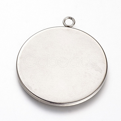 Non-Tarnish 201 Stainless Steel Pendant Cabochon Settings X-STAS-T004-015-1