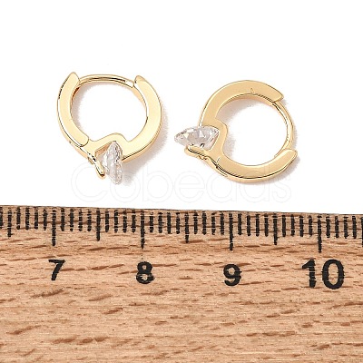 Brass with Cubic Zirconia Hoop Earrings KK-CBACA55-07G-1