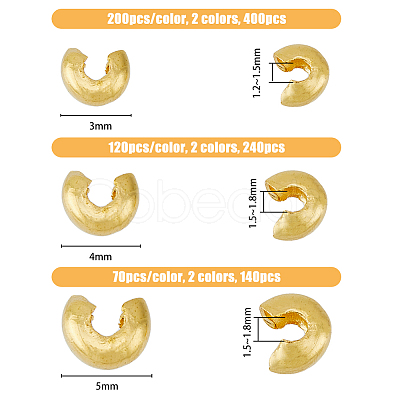 HOBBIESAY 780Pcs 6 Style Iron Crimp Beads Covers IFIN-HY0001-61-1