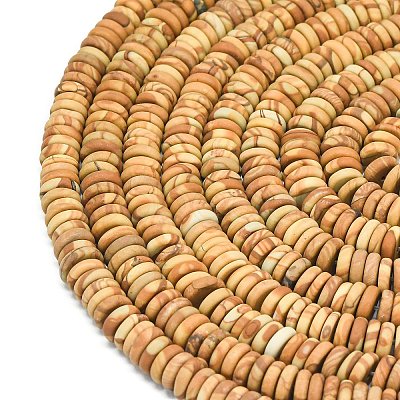 Frosted Natural Wood Lace Stone Wooden Jasper Beads Strands G-K389-C02-01A-1