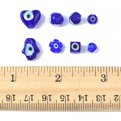 80Pcs 8 Styles Handmade Lampwork Evil Eye Beads LAMP-FS0001-38B-1