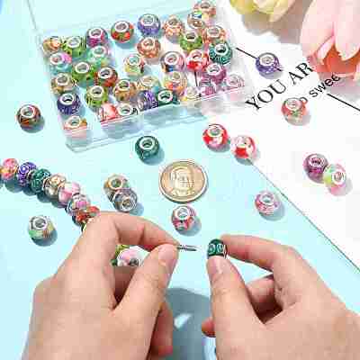 60Pcs 12 Styles Transparent Resin European Rondelle Beads RPDL-CJ0001-08-1