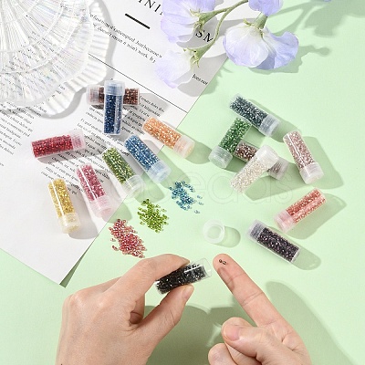 80G 16 Colors Cylinder Seed Beads SEED-YW0003-13-1