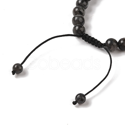 8mm Round Natural Larvikite Braided Bead Bracelets BJEW-C067-01B-07-1