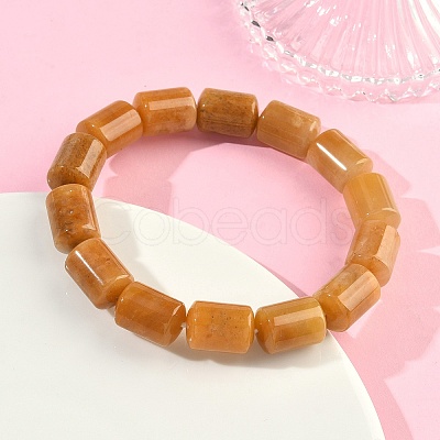 Column Natural Topaz Jade Beads Stretch Bracelets for Women Men BJEW-A148-01A-23-1