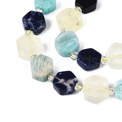 Natural Sodalite & Flower Amazonite & Lemon Quartz Beads Strands G-N358-03A-06-1