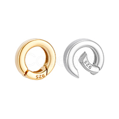 2Pcs 2 Colors 925 Sterling Silver Spring Gate Rings with 925 Stamp STER-PH0004-27C-1