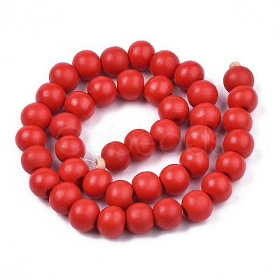 Painted Natural Wood Beads Strands WOOD-S053-54H-1