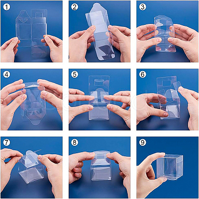 Transparent Plastic PET Box Gift Packaging CON-WH0052-8x8cm-1