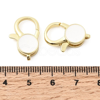 Flat Round Brass Enamel Lobster Claw Clasps KK-Z147-02G-01B-1