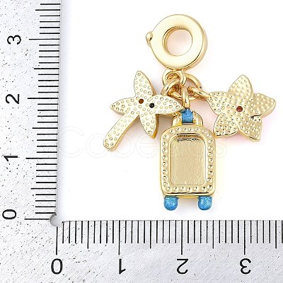 Rack Plating Brass Cubic Zirconia Summer European Dangle Charms KK-P287-01B-G-1