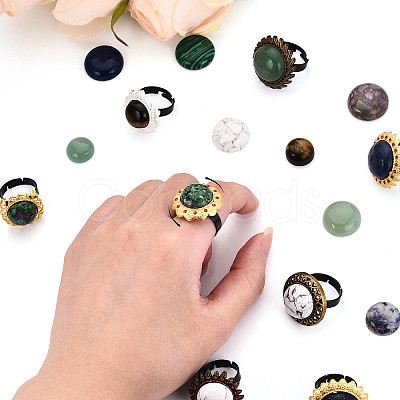 Adjustable Flower Alloy & Iron Bezel Cup Ring Base with Rotatable Tray MAK-T012-08G-1