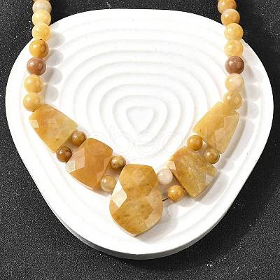 Natural Topaz Jade Faceted Bib Graduated Beaded Necklaces for Women NJEW-B128-01G-1