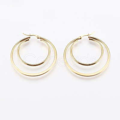 201 Stainless Steel Hoop Earrings X-EJEW-I213-B-02G-1