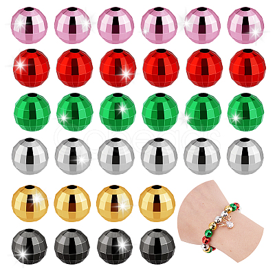 60Pcs 6 Colors Opaque Acrylic Beads PACR-GA0001-01A-1