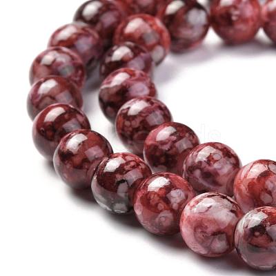 Opaque Spray Painted Glass Beads Strands GLAA-WH0015-43E-1