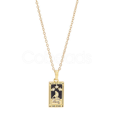 Brass with Cubic Zirconia Pendants Necklaces NJEW-LP0001-45E-G-1