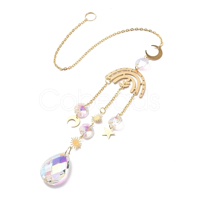 Faceted Glass Sun Catcher Pendant Decorations AJEW-A037-13G-1